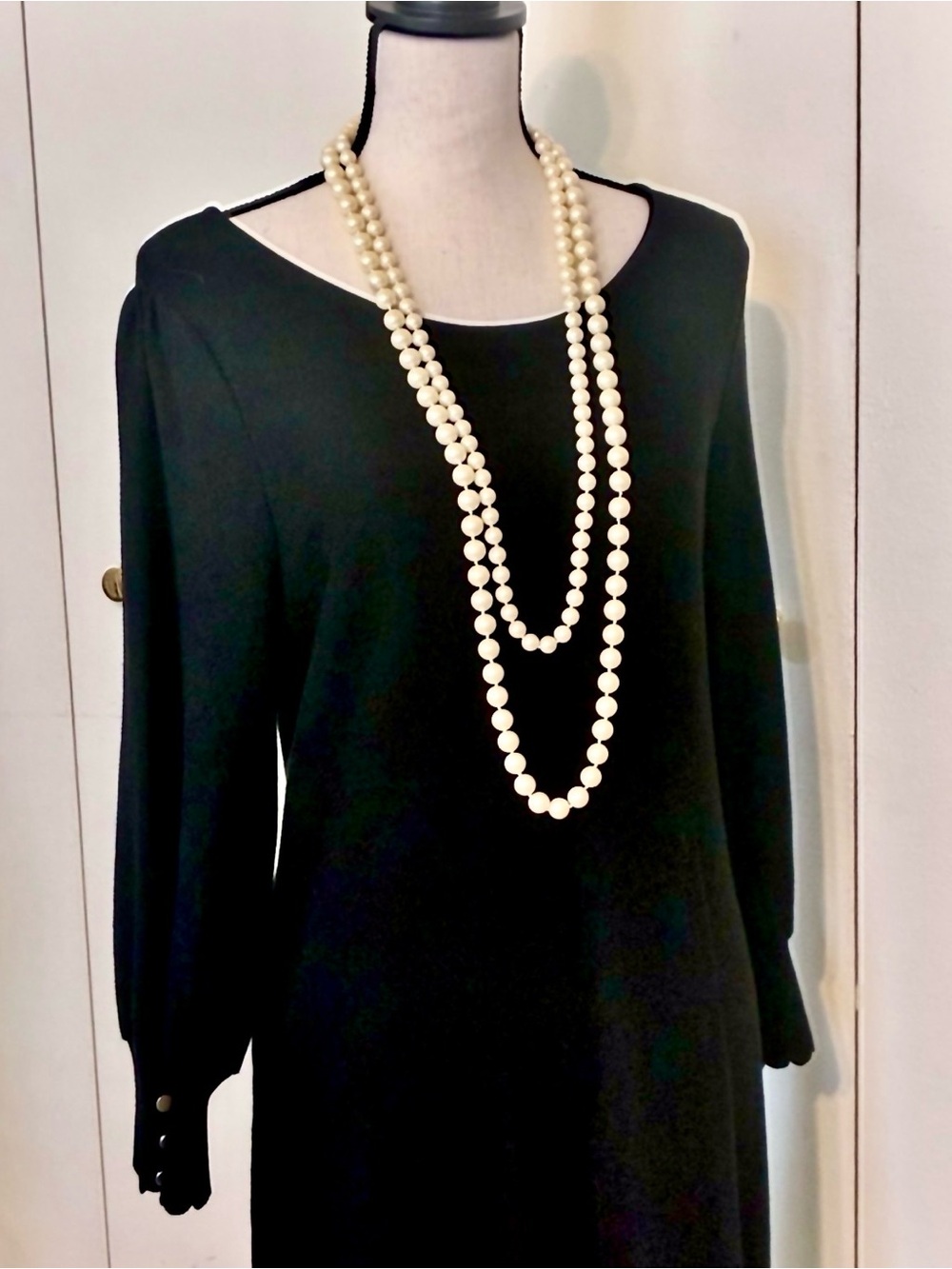 Talbots Black Long-Sleeve Scoop Neck Sheath Dress